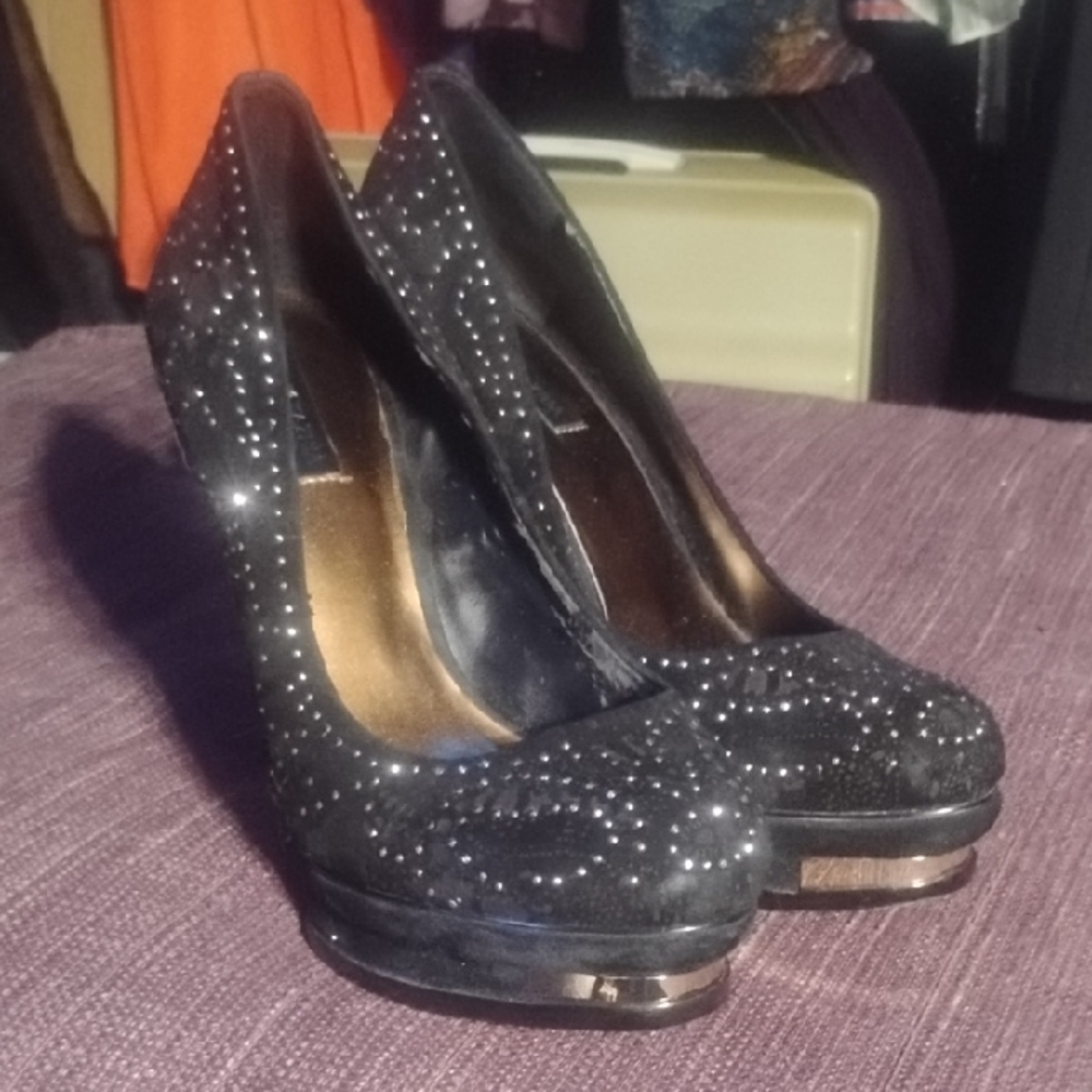 BCBGMaxAzria Black Sparkly Platform Heels
